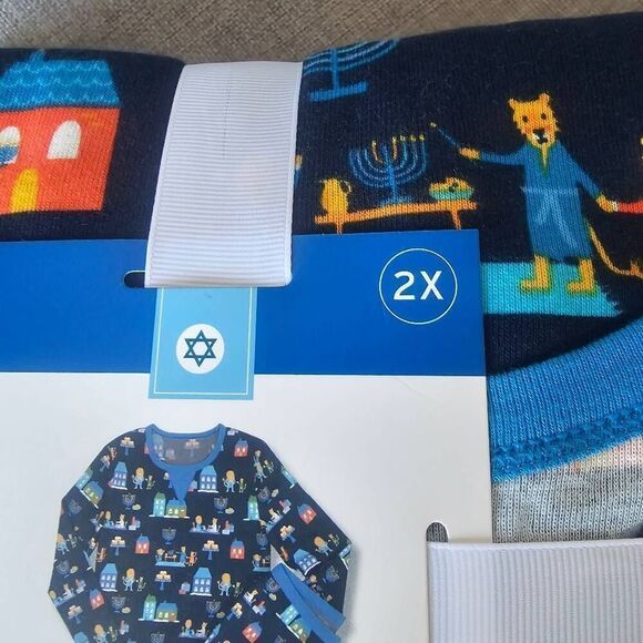 Family sleep Hanukkah womens plus 2X bluepajama set - Picture 6 of 6